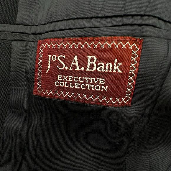 JOS A. BANK 48L Black Wool Executive Collection Gold Button Blazer Suit Jacket - Picture 7 of 12